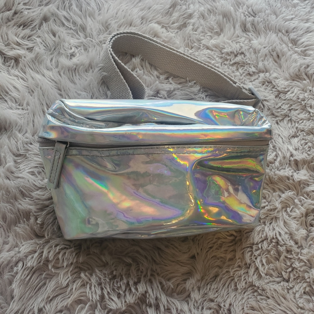 Irridescent Metallic Silver Fanny Pack